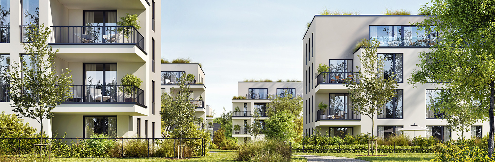 Modern residential buildings. Low-energy houses